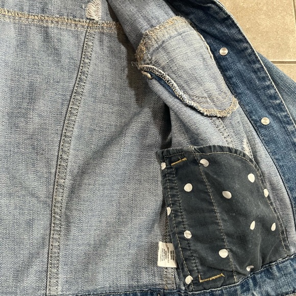 American Eagle Denim Jeans Jacket Blue Cropped Distressed XS - Picture 8 of 10